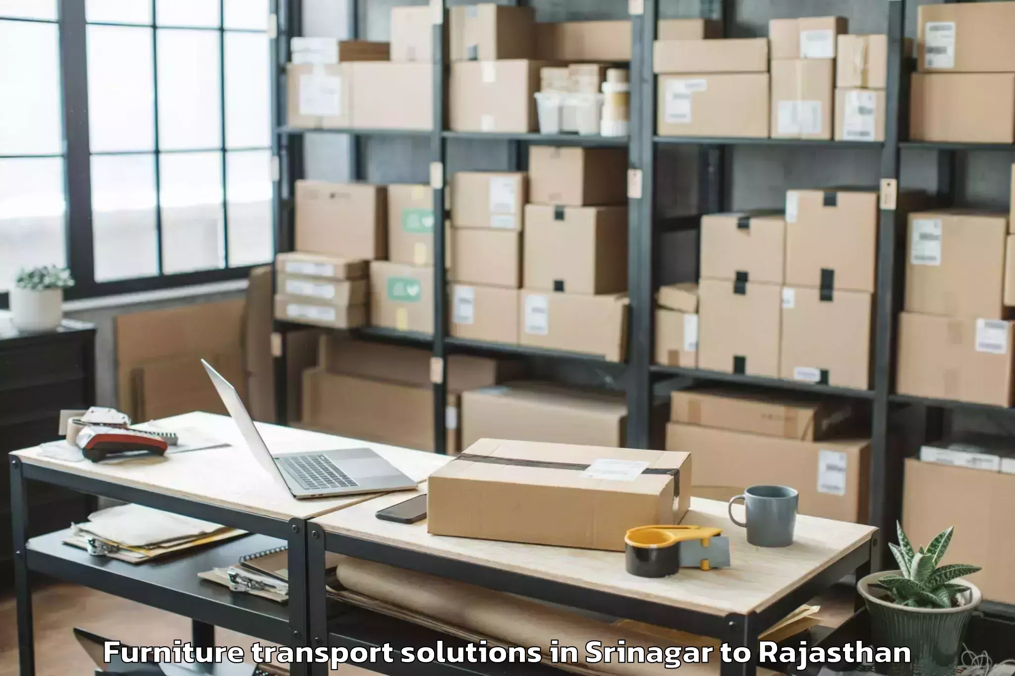 Efficient Srinagar to Gulabpura Furniture Transport Solutions